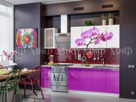 Кухонный гарнитур Орхидея (фиолетовый) в Дупленской - duplenskaya.mebel-nsk.ru | фото