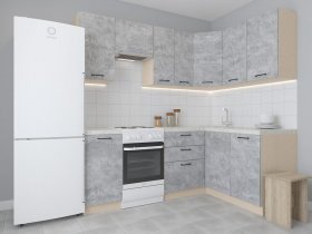 Модульная угловая кухня 1,4м*2,1м Лада (цемент) в Дупленской - duplenskaya.mebel-nsk.ru | фото