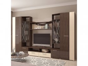 Стенка Гамма (дуб венге/дуб молочный) в Дупленской - duplenskaya.mebel-nsk.ru | фото