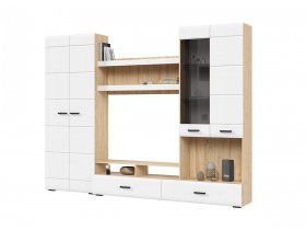 Стенка ГС-01 Либерти (дуб сонома/белый глянец) в Дупленской - duplenskaya.mebel-nsk.ru | фото