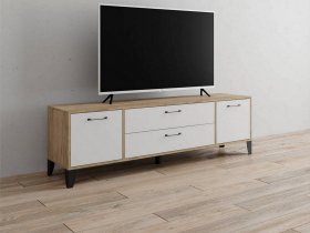 Тумба под ТВ Парус-13 (дуб крафт серый/белый) в Дупленской - duplenskaya.mebel-nsk.ru | фото